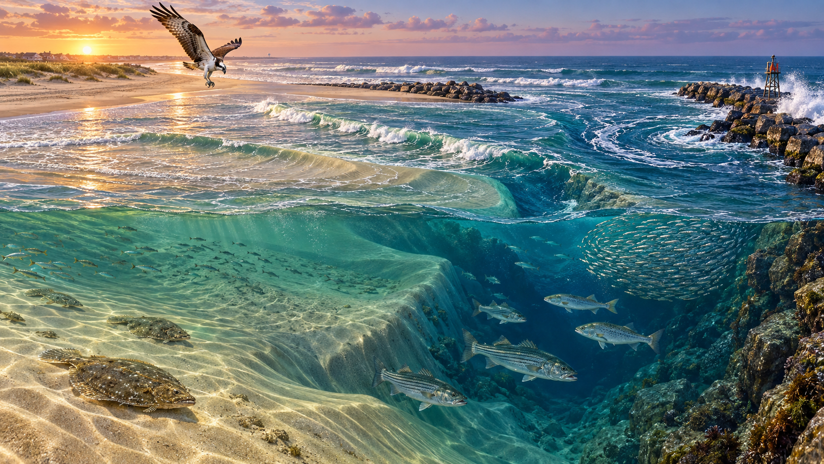 New Jersey surf and inlet habitat cutaway